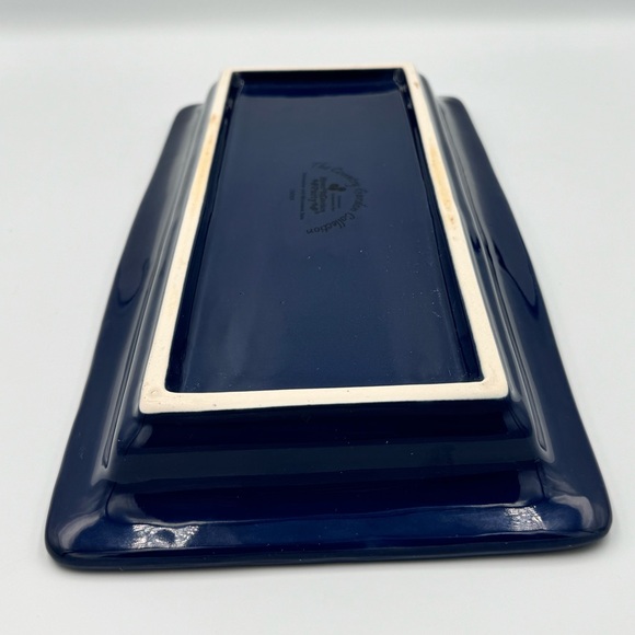 The Country Garden Collection Navy Blue Stoneware Rectangular Serving Platter - Picture 5 of 6